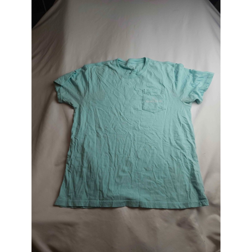 Lauren James Shell Be At The Beach Shirt Womens Medium Teal Short Sleeve Casual